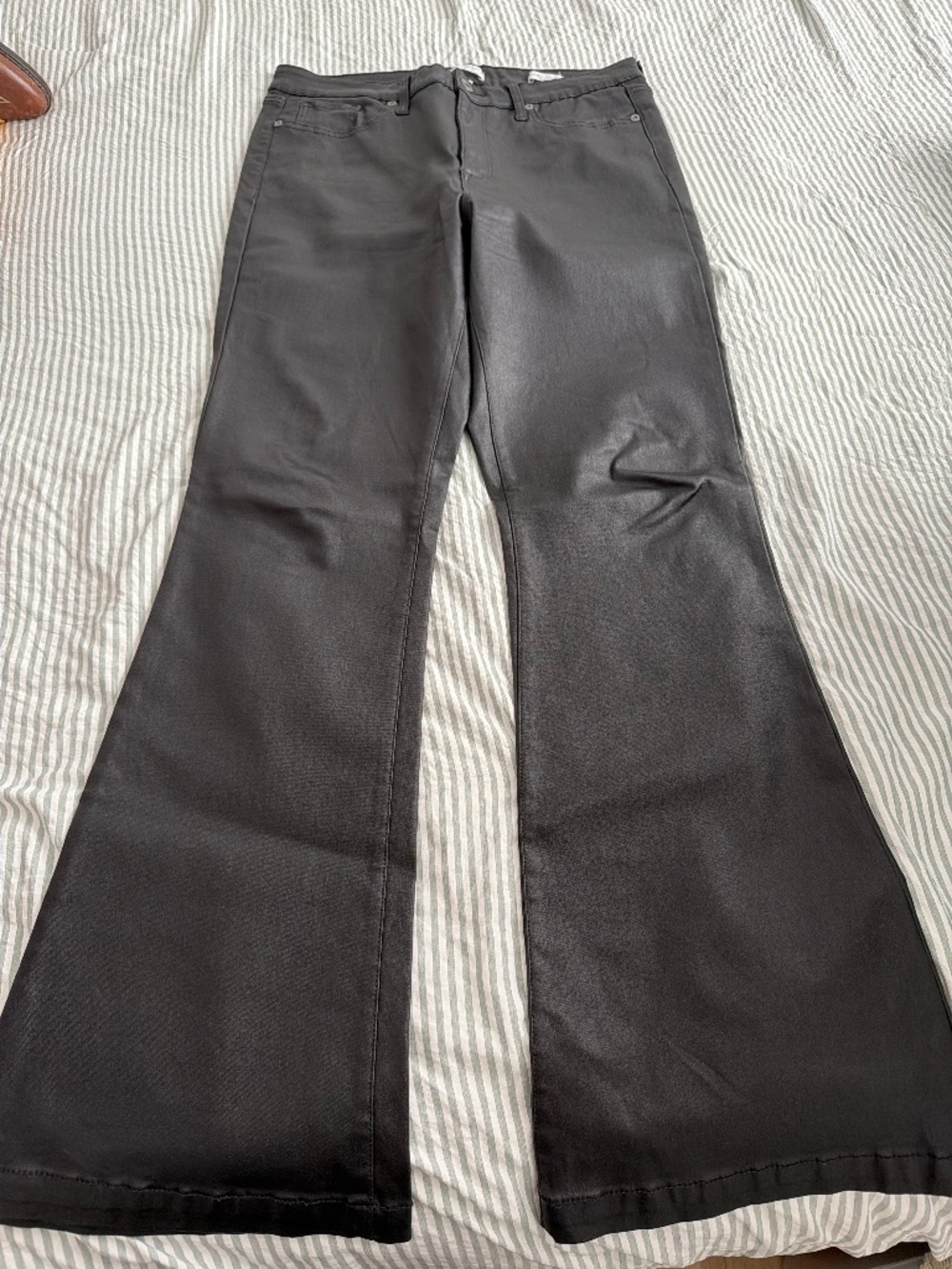 Black faux leather Flare pants